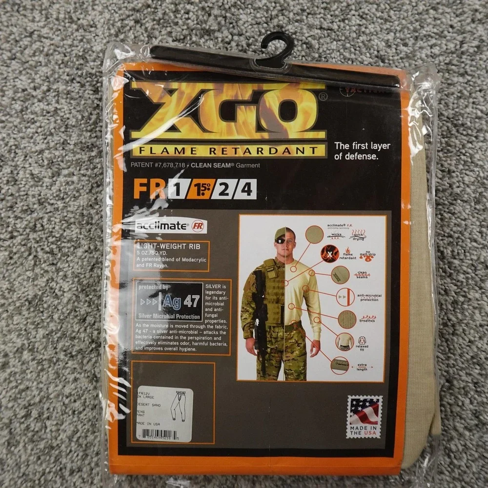 NEW XGO Flame Retardant Pants Mens 2XL Beige Thermal Base Layer Long Johns‎ Army